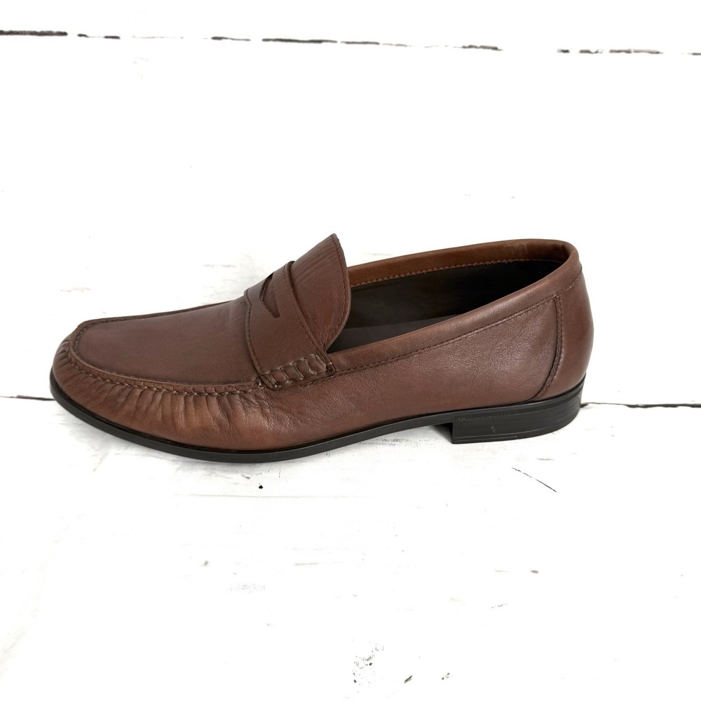 Ecco Shoes Men's 43 US 9-9.5 Brown Pinch Penny Loafers Leather Slip On